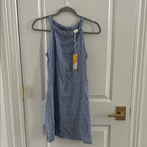Blue Striped Sleeveless Dress